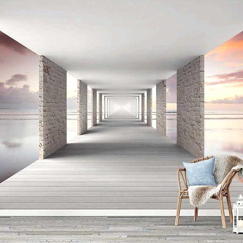 3D Sonsuzluk Koridoru Duvar Kağıdı – Modern ve Derinlik Hissi Veren Tasarım Poster