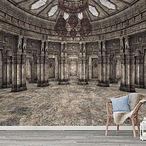 3D Antik Tapınak Temalı Duvar Kağıdı Dekoratif Poster