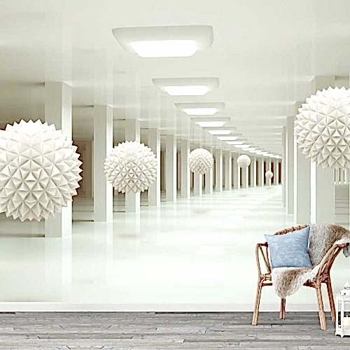 3D Geometrik Desenli Duvar Kağıdı – Modern ve Şık İç Mekan Tasarımı Poster